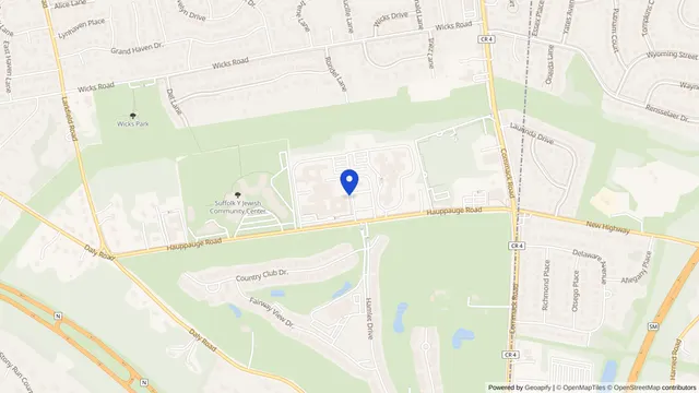 Map showing the location of Gurwin Jewish Nursing & Rehab Center at 68 Hauppauge Road, Commack, NY 11725, served by DachiPlus medical transportation.