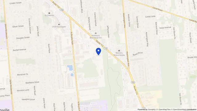 Map showing the location of Woodhaven Manor Nursing Home at 1360 Route 112, Port Jefferson Station, NY 11776, served by DachiPlus medical transportation.