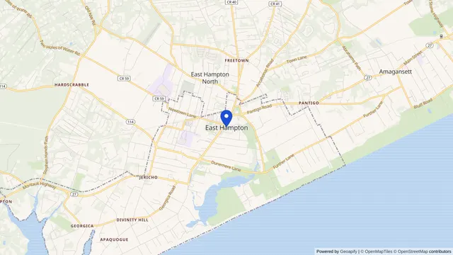 Map showing the location of East Hampton at East Hampton, Suffolk County, NY, served by DachiPlus medical transportation.