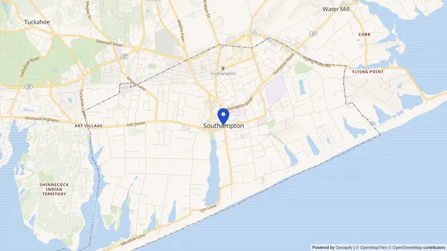 Map showing the location of Southampton at Southampton, Suffolk County, NY, served by DachiPlus medical transportation.