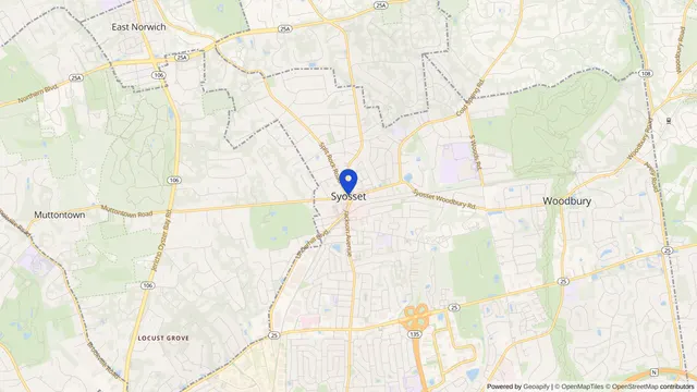 Map showing the location of Syosset at Syosset, Nassau County, NY, served by DachiPlus medical transportation.